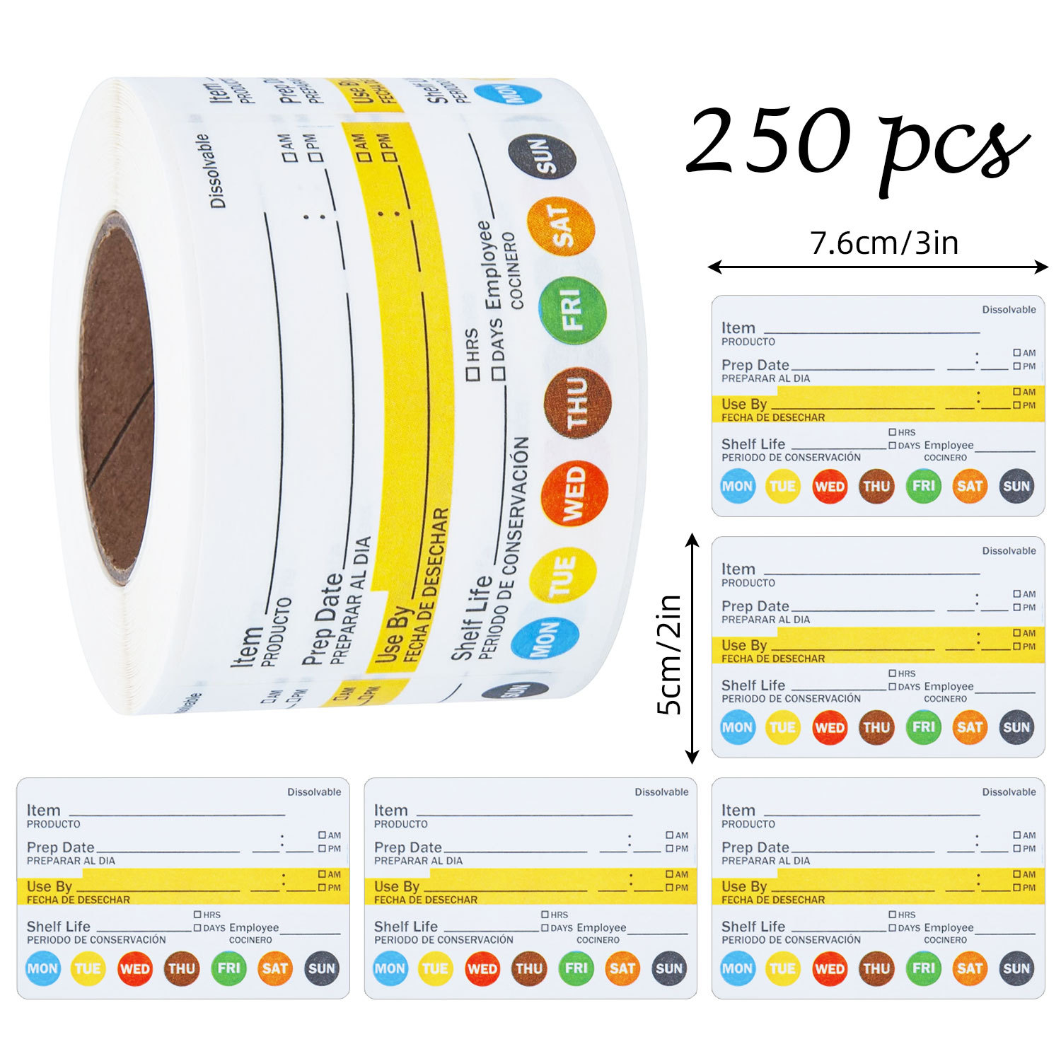 Food Storage Label - 250 sztuk/rolka Etykiety z datą do