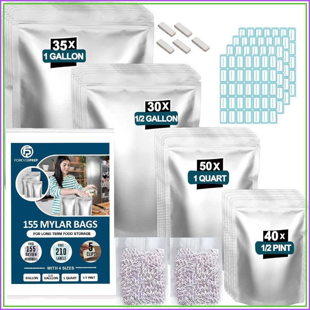 Food Storage Label - 155 torebek mylarowych z 155 pochłaniaczami