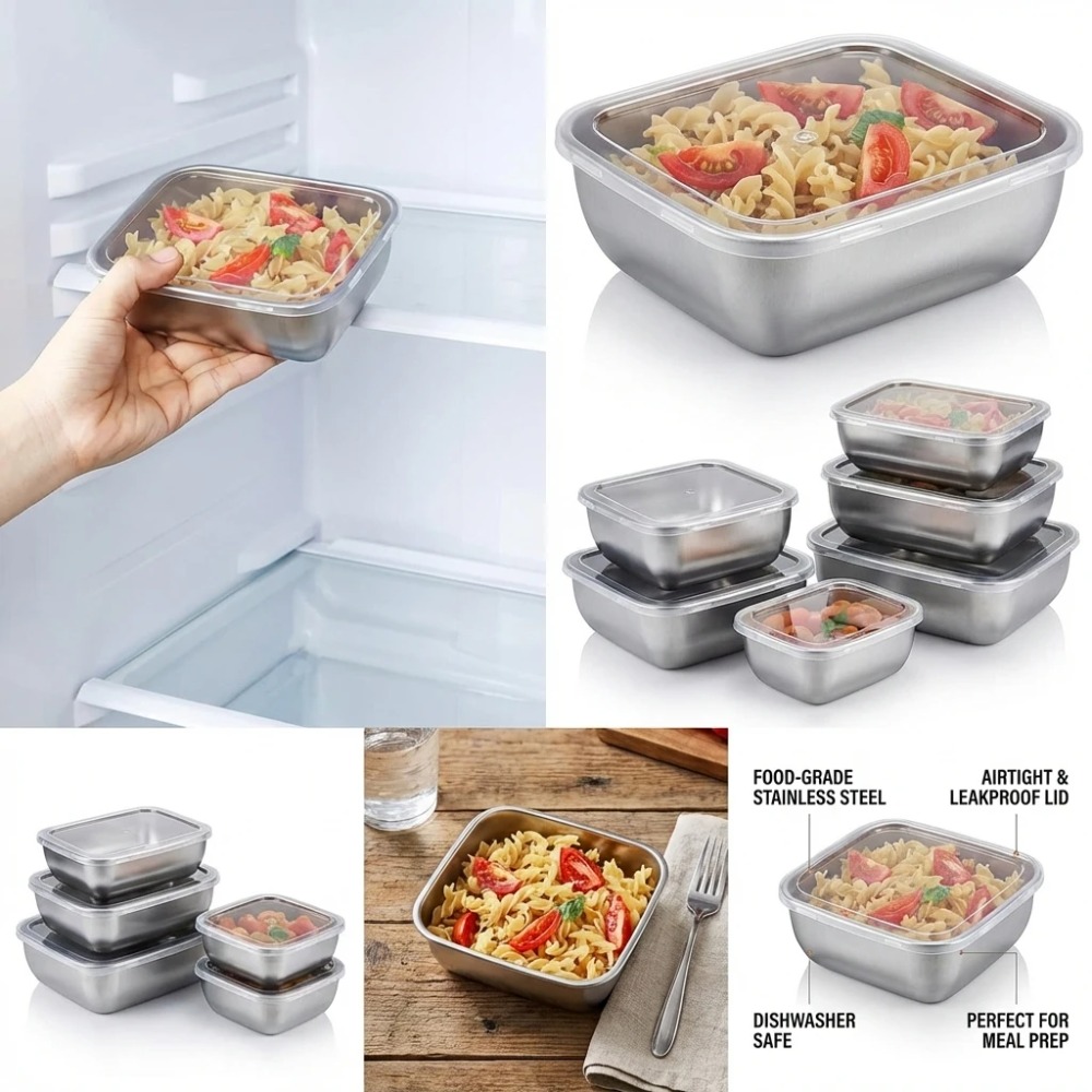 6 SZT. Pojemników na żywność z – Food Storage Kitchen Container Set recenzja i cena