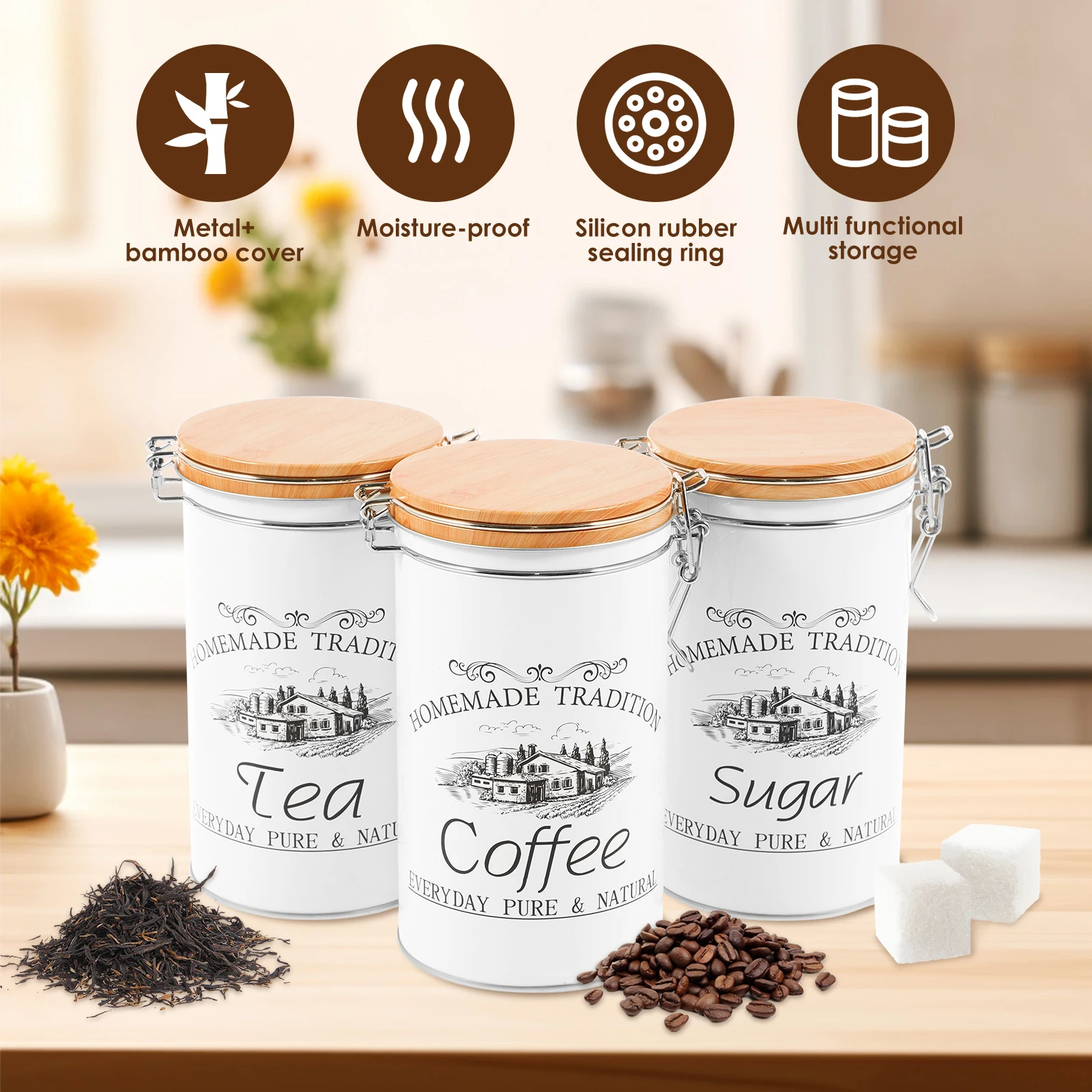 3 szt./zestaw Metalowe pojemni – Food Storage Kitchen Container Set recenzja i cena