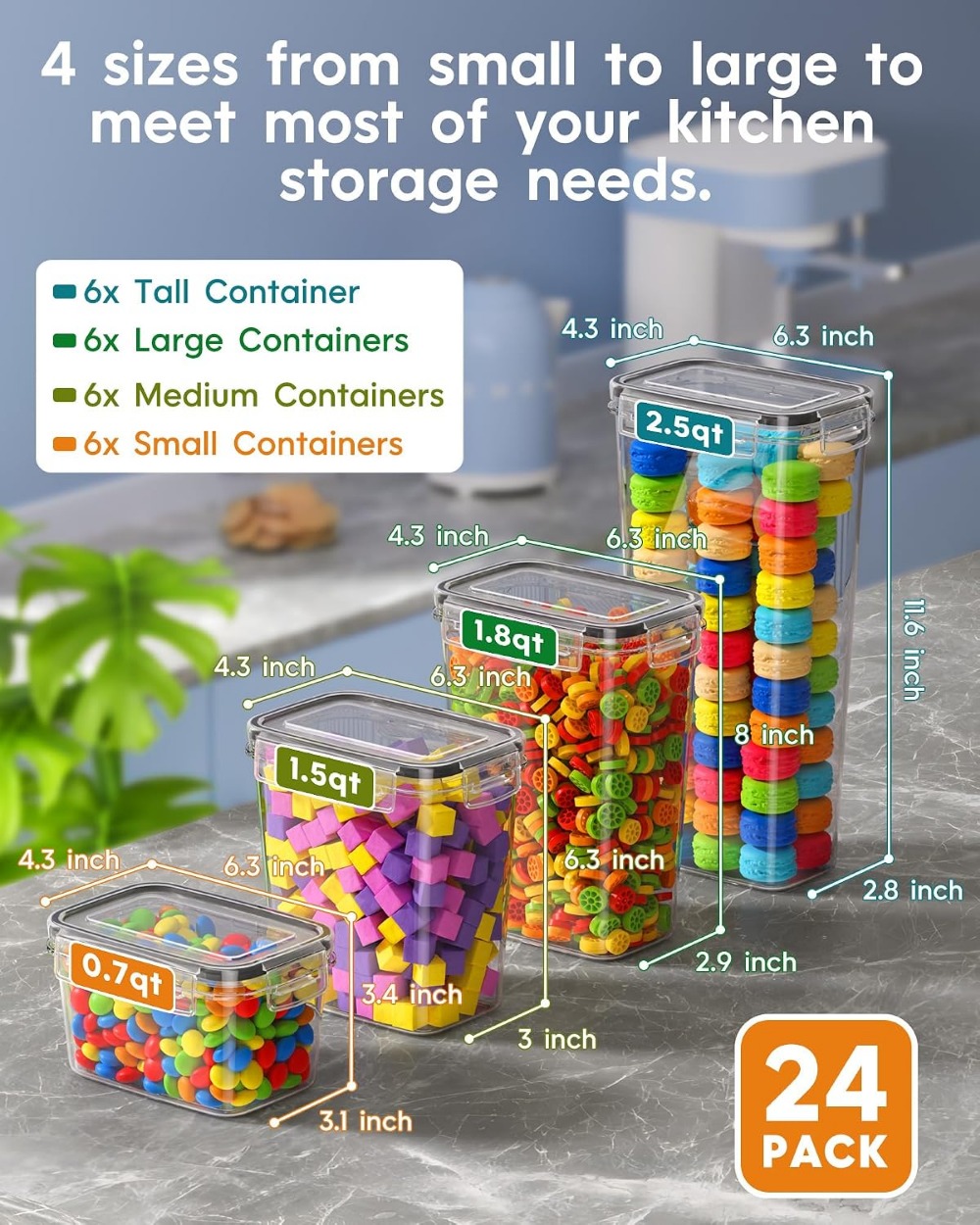 24 szt. Hermetyczne pojemniki  – Food Storage In The Kitchen recenzja i cena
